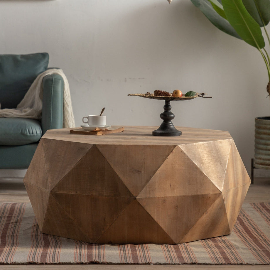 Geometric wood coffee table discount